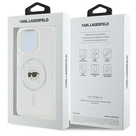 Karl Lagerfeld IML Metal Karl Head MagSafe - Etui iPhone 16 Pro (biały) (KLHMP16LHLSKIH)