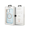 Guess Gold Outline Translucent MagSafe - Etui iPhone 13 (niebieski) (GUHMP13MHTCMB)