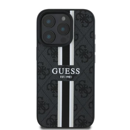 Guess 4G Printed Stripes MagSafe - Etui iPhone 16 Pro Max (czarny) (GUHMP16XP4RPSK)