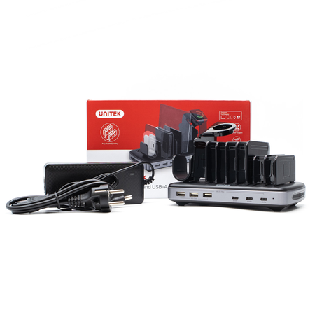 Unitek Stacja ładująca 3 x USB-A 20W, 3 x USB-C PD 60W, 80W - czarny (P1207B)