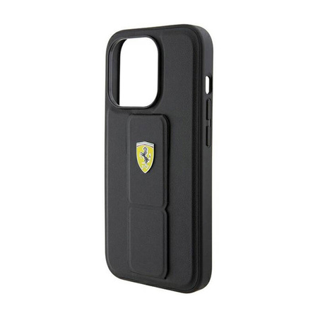 Ferrari Grip Stand Metal Logo - Etui iPhone 15 Pro Max (czarny) (FEHCP15XGSPSIK)