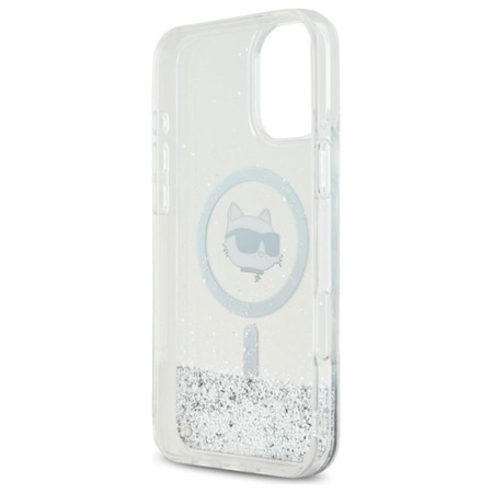 Karl Lagerfeld Liquid Glitter Choupette Head MagSafe - Etui iPhone 16 (przezroczysty) (KLHMP16SLGCHSGH)