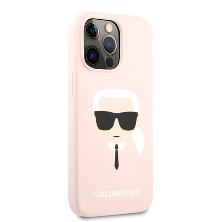 Karl Lagerfeld Silicone Ikonik Karl`s Head - Etui iPhone 13 Pro (różowy) (KLHCP13LSLKHLP)