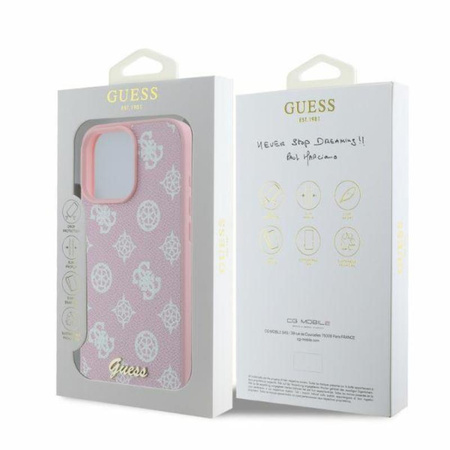 Guess Peony Script MagSafe - Etui iPhone 16 Pro Max (różowy) (GUHMP16XPGPYSP)