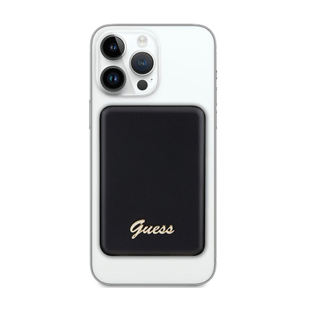 Guess Metal Script Logo MagSafe - Power Bank indukcyjny 3000 mAh 5W MagSafe (czarny) (GUPBM3ALGSGK)