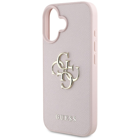 Guess Grained Big 4G Logo Small Classic Logo - Etui do iPhone 16 (różowy) (GUHCP16SPGT4MBP)