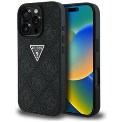 Guess Hot Stamp 4G Pattern Triangle Metal Logo - Etui do iPhone 16 Pro Max (czarny) (GUHCP16XPGP4STRK)