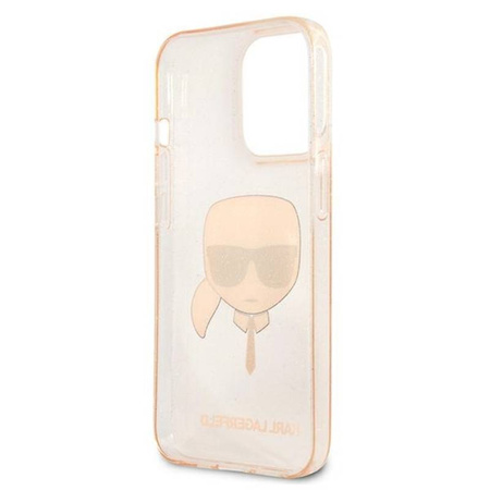 Karl Lagerfeld Karl’s Head Glitter - Etui iPhone 13 Pro (złoty) (KLHCP13LKHTUGLGO)