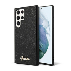 Guess Glitter Flakes Metal Logo Case - Etui Samsung Galaxy S24 Ultra (czarny) (GUHCS24LHGGSHK)