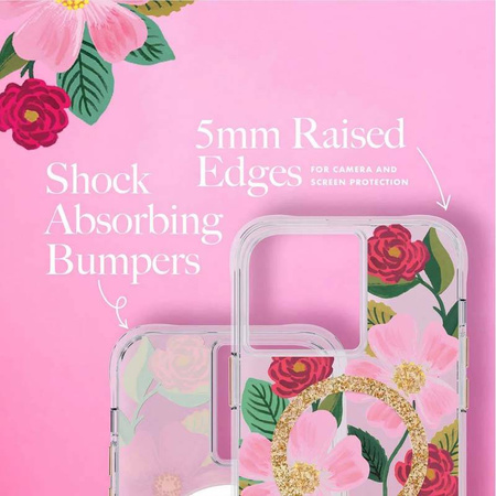 Rifle Paper Clear MagSafe - Etui iPhone 14 Pro Max zdobione złotem (Rose Garden) (RP049324)