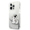 Karl Lagerfeld Liquid Glitter Choupette Fun - Etui iPhone 13 Pro Max (srebrny) (KLHCP13XGCFS)