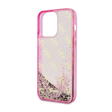 Guess Liquid Glitter Transculent 4G - Etui iPhone 14 Pro (Różowy) (GUHCP14LLC4PSGP)