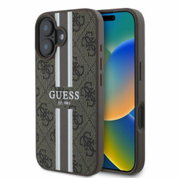 Guess 4G Printed Stripes MagSafe - Etui iPhone 16 (brązowy) (GUHMP16SP4RPSW)