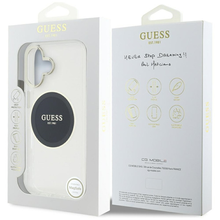 Guess IML Metal Colored Circle Classic Logo MagSafe - Etui do iPhone 16 (czarny) (GUHMP16SHTDRCEDK)