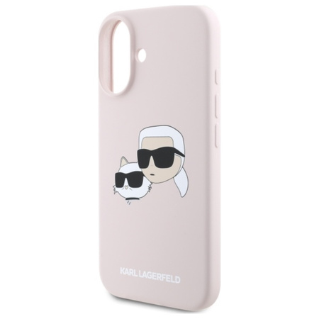 Karl Lagerfeld Silicone Double Heads Print MagSafe - Etui iPhone 16 (różowy) (KLHMP16SSKCHPPLP)