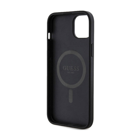 Guess 4G Collection Leather Metal Logo MagSafe - Etui iPhone 15 / 14 / 13 (czarny) (GUHMP15SG4GFRK)