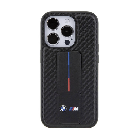 BMW Grip Stand Smooth & Carbon - Etui iPhone 15 Pro (czarny) (BMHCP15LGSPCCK)