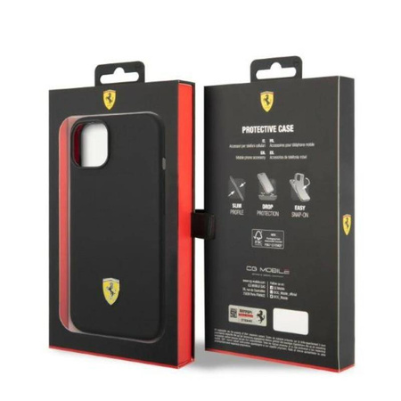 Ferrari Silicone Metal Logo MagSafe - Etui iPhone 14 (czarny) (FEHMSIP14SBK)