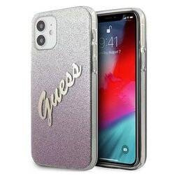 Guess Glitter Gradient Script - Etui iPhone 12 mini (różowy) (GUHCP12SPCUGLSPI)