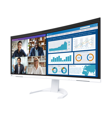 EIZO FlexScan EV3450XC-WT - monitor 34,1", 3440 x 1440 UWQHD, zakrzywiony, wbudowana kamera 21:9, (biały) (EV3450XC-WT)