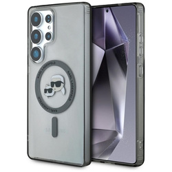 Karl Lagerfeld Button Karl & Choupette Heads Printed Logo MagSafe - Etui Samsung Galaxy S25 Ultra (czarny) (KLHMS25LHLSKCK)