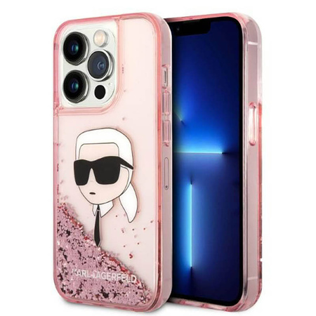 Karl Lagerfeld Liquid Glitter NFT Karl's Head - Etui iPhone 14 Pro Max (różowy) (KLHCP14XLNKHCP)