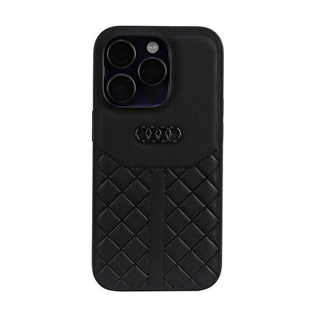 Audi Genuine Leather - Etui iPhone 14 Pro (Czarny) (AU-TPUPCIP14P-Q8/D1-BK)
