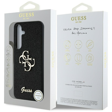 Guess Fixed Glitter Big 4G Metal Logo - Etui do Samsung Galaxy S25 (czarny) (GUHCS25SHG4SGK)