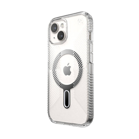 Speck Presidio Perfect-Clear Grip ClickLock & MagSafe - Etui iPhone 16e / iPhone 15 / iPhone 14 / iPhone 13 (Clear / Chrome Finish / Serene Silver) (150443-3199)