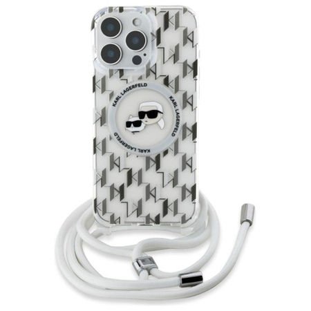 Karl Lagerfeld IML Crossbody Monogram Karl & Choupette Head MagSafe - Etui iPhone 16 Pro Max (przezroczysty) (KLHMP16XHCKCKLCT)
