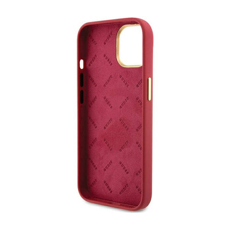 Guess Silicone Script Metal Logo & Frame - Etui iPhone 15 (magenta) (GUHCP15SSMBSLM)