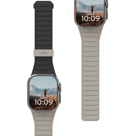 UAG Pathfinder - silikonowy dwustronny pasek magnetyczny do Apple Watch seria: 1-3, 42mm / series 4-6 & SE 1-2, 44mm / series 7-9, 45mm / series 10, 46mm / Ultra 1-2, 49mm (black/titanium) (194161114036)