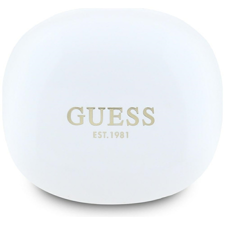 Guess Flat Classic Logo Electroplated - Słuchawki TWS + etui ładujące (biały) (GUTWST7FCEEH)
