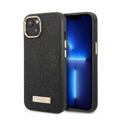 Guess Peony Logo Plate MagSafe - Etui iPhone 13 (czarny) (GUHMP13MSAPSTK)