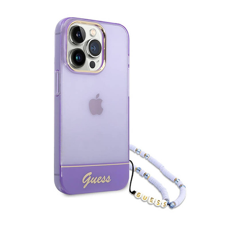 Guess Translucent Pearl Strap - Etui iPhone 14 Pro Max (fioletowy) (GUHCP14XHGCOHU)