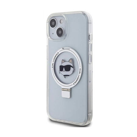 Karl Lagerfeld Ring Stand Choupette Head MagSafe - Etui iPhone 15 (biały) (KLHMP15SHMRSCHH)