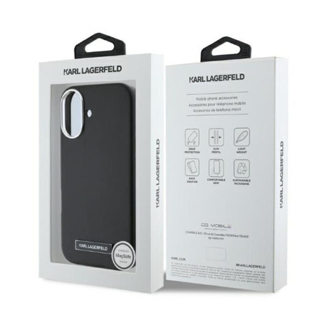 Karl Lagerfeld FW Metal Plate MagSafe - Etui iPhone 16 (czarny) (KLHMP16SPGMSRPK)