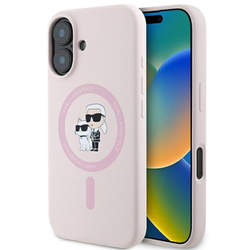 Karl Lagerfeld Silicone Karl & Choupette Ring MagSafe - Etui iPhone 16 (różowy) (KLHMP16SSCMKCRHP)