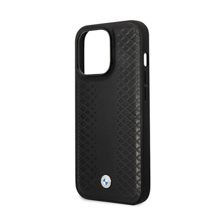 BMW Leather Diamond Pattern - Etui iPhone 14 Pro (Czarny) (BMHCP14L22RFGK)