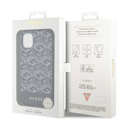 Guess GCube Stripes MagSafe - Etui iPhone 11 (Czarny) (GUHMN61HGCFSEK)