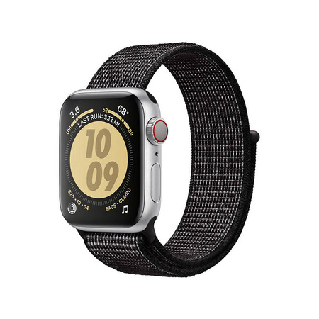 Crong Nylon Reflex - Pasek sportowy do Apple Watch 44/45/46/49 mm (czarny) (CRG-44RFB-BLK)
