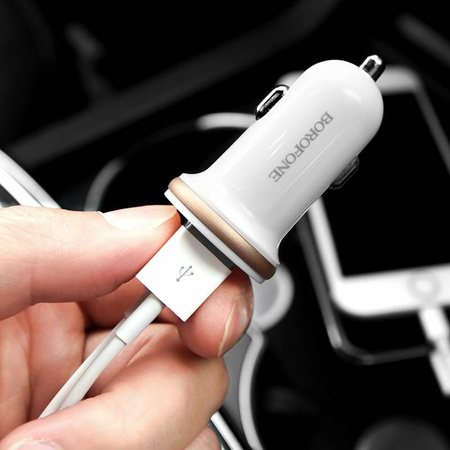 Borofone - ładowarka samochodowa 2x USB, biały (BFO-BZ5-W)