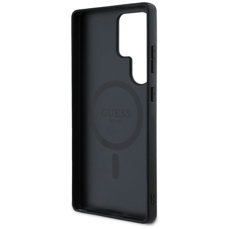 Guess Leather 4G Colored Ring Classic Logo MagSafe - Etui do Samsung Galaxy S25 Ultra (czarny) (GUHMS25LG4GFRK)