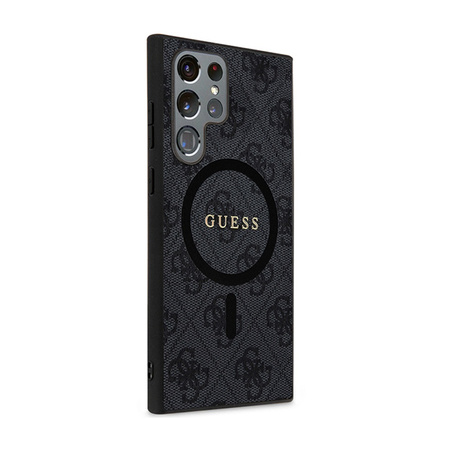 Guess 4G Collection Leather Metal Logo MagSafe - Etui Samsung Galaxy S24 Ultra (czarny) (GUHMS24LG4GFRK)