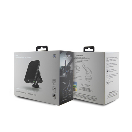 BMW MagSafe Signature Edition - Magnetyczny uchwyt samochodowy z ładowaniem bezprzewodowym 15W (czarny) (BMMWCCDTPK)