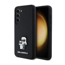Karl Lagerfeld Silicone Karl & Choupette Metal Pin - Etui Samsung Galaxy S24 (czarny) (KLHCS24SSMHKCNPK)