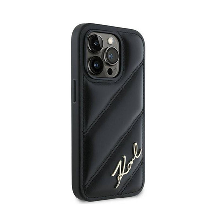 Karl Lagerfeld Diagonal Quilted Script - Etui iPhone 14 Pro Max (czarny) (KLHCP14XPQDSMGK)
