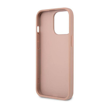 Guess Saffiano Triangle Logo Case – Etui iPhone 14 Pro (różowy) (GUHCP14LPSATLP)