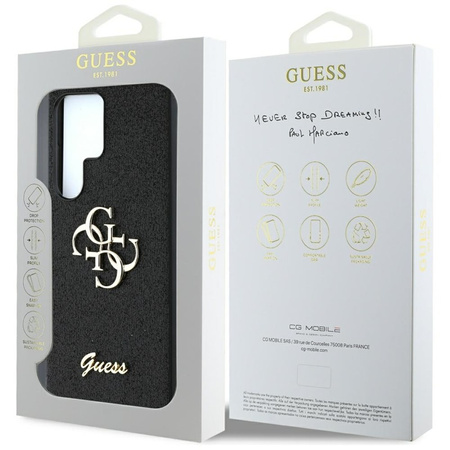 Guess Fixed Glitter Big 4G Metal Logo - Etui do Samsung Galaxy S25 Ultra (czarny) (GUHCS25LHG4SGK)