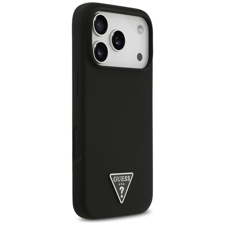 Guess Silicone Triangle Logo MagSafe - Etui iPhone 17 Pro (czarny) (GUHMP17LSCTRLMK)